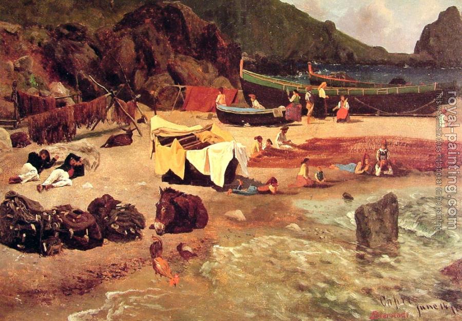 Albert Bierstadt : Fishing Boats at Capri